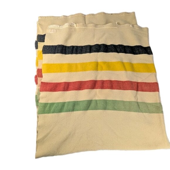 Vtg Blanket Hudson Bay ? or similar 3.5 point Wool 63x72 Gold white label READ - Picture 11 of 16